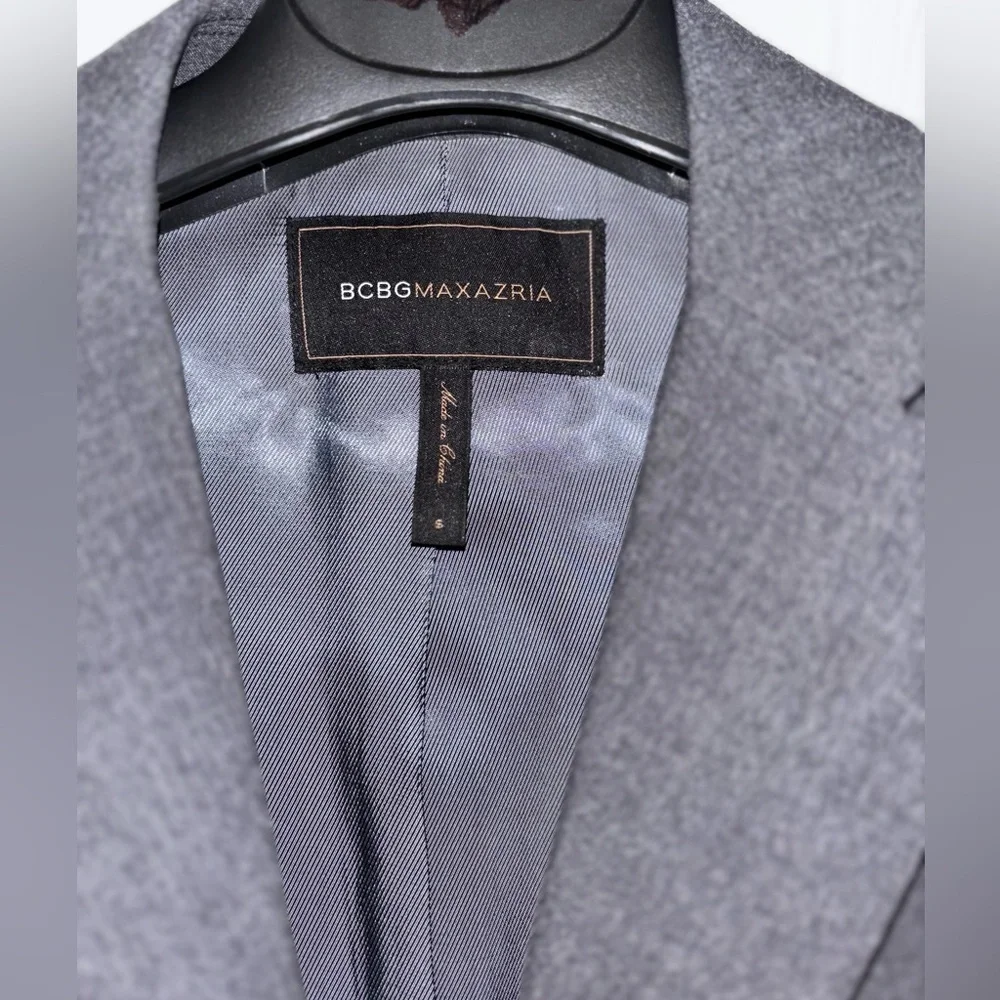 BCBGMAXAZRIA  Blazer Size S Kana Heather Jacket Satin Trim Gray​​​ - Picture 2 of 7
